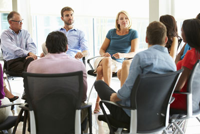 Group of chairs in circle for a meeting