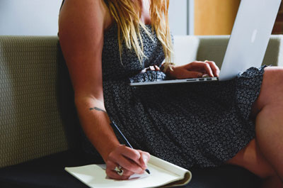 A person taking notes