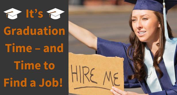 College grad with a sign that says "hire me"