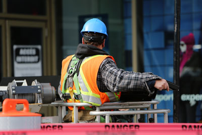 A person training on the job