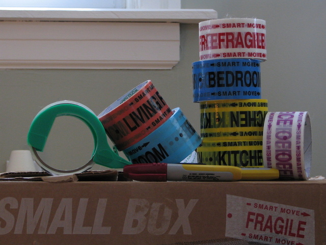 Packing tape that says fragile