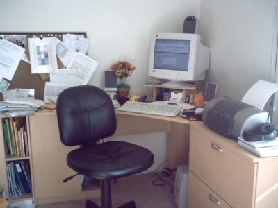 A cluttered office