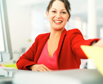 female executive in a corner offices