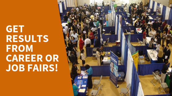 Overhead picture of a job fair floor