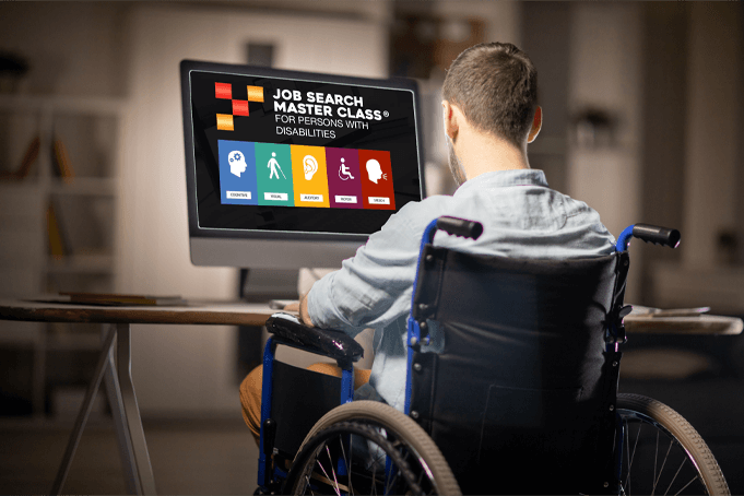 Person in wheelchair using Job Search Master Class for Persons with Disabilities