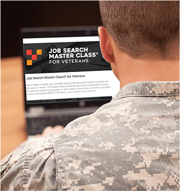 Someone using Job Search Master Class for Veterans on their laptop